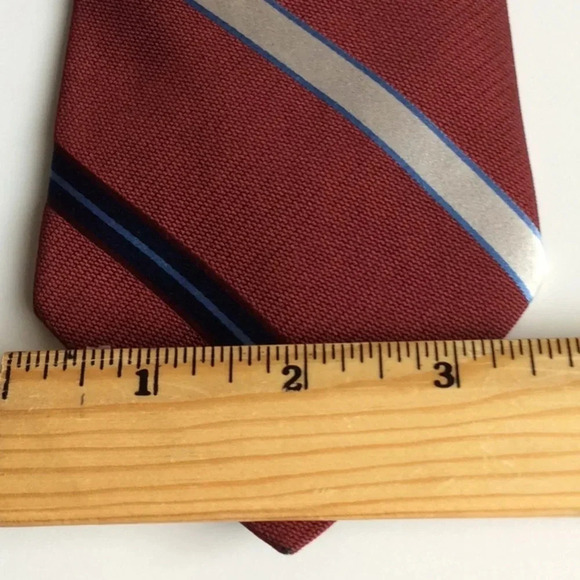 Tommy Hilfiger Maroon & Blue Striped Silk Tie - Picture 2 of 7